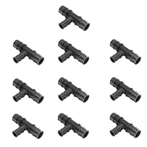 Poly Pex A Expansion 3/4" X 3/4" X 1/2" inch Tees "T" [10 PCS] Reducing Fittings F-1960, Lead Free Fitting for Pex-A Pipe in Plumbing [Pack of 10]