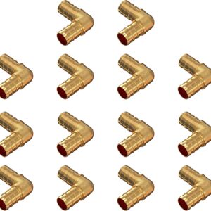 PEX Fittings 1" inch Elbow 90 Degree Lead Free Barb Brass Fittings Crimp Cinch for Pex Pipe Tubing Plumbing [Pack Of 14]