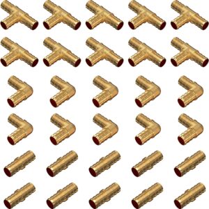3/4" PEX Fittings Combo With 3/4" inch Tees "T" [10 PCS], 3/4" inch Elbows [10 PCS], 3/4" inch Couplings [10 PCS] | Lead Free Brass Fittings Crimp Cinch for Pex Pipe Plumbing [Pack of 30]…